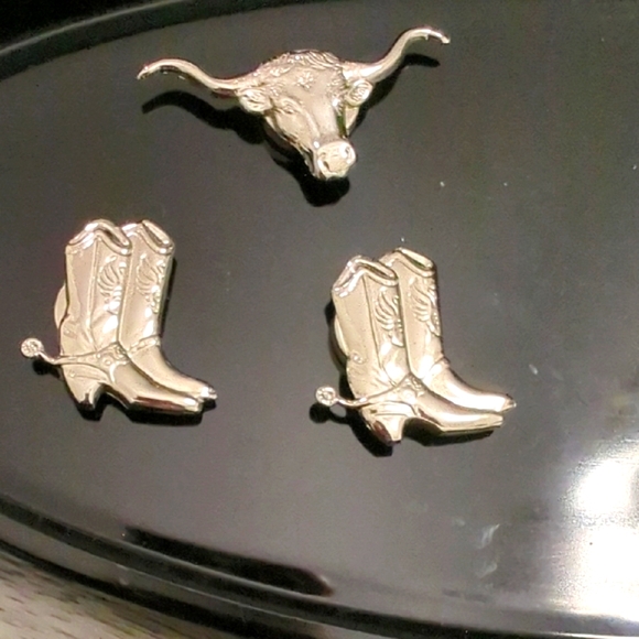 VINTAGE WESTERN COWBOY BUTTON COVERS Silver tone x (6) - Picture 4 of 5